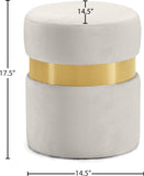 Hailey Plush Velvet Ottoman with Chic Stainless Steel Accents for Contemporary Living Spaces