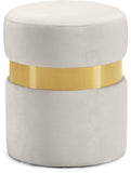 Hailey Plush Velvet Ottoman with Chic Stainless Steel Accents for Contemporary Living Spaces