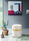 Hailey Plush Velvet Ottoman with Chic Stainless Steel Accents for Contemporary Living Spaces