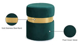 Hailey Plush Velvet Ottoman with Chic Stainless Steel Accents for Contemporary Living Spaces