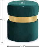 Hailey Plush Velvet Ottoman with Chic Stainless Steel Accents for Contemporary Living Spaces