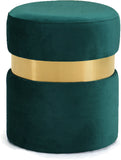 Hailey Plush Velvet Ottoman with Chic Stainless Steel Accents for Contemporary Living Spaces