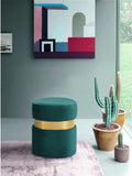 Hailey Plush Velvet Ottoman with Chic Stainless Steel Accents for Contemporary Living Spaces