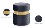 Hailey Plush Velvet Ottoman with Chic Stainless Steel Accents for Contemporary Living Spaces