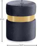 Hailey Plush Velvet Ottoman with Chic Stainless Steel Accents for Contemporary Living Spaces