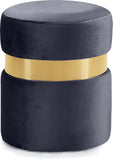 Hailey Plush Velvet Ottoman with Chic Stainless Steel Accents for Contemporary Living Spaces