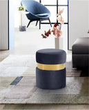 Hailey Plush Velvet Ottoman with Chic Stainless Steel Accents for Contemporary Living Spaces