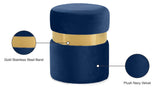 Hailey Plush Velvet Ottoman with Chic Stainless Steel Accents for Contemporary Living Spaces
