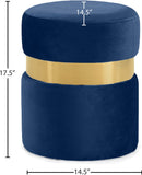 Hailey Plush Velvet Ottoman with Chic Stainless Steel Accents for Contemporary Living Spaces