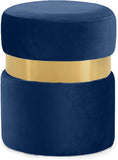 Hailey Plush Velvet Ottoman with Chic Stainless Steel Accents for Contemporary Living Spaces