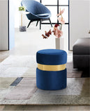 Hailey Plush Velvet Ottoman with Chic Stainless Steel Accents for Contemporary Living Spaces
