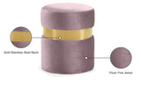 Hailey Plush Velvet Ottoman with Chic Stainless Steel Accents for Contemporary Living Spaces