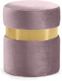 Hailey Plush Velvet Ottoman with Chic Stainless Steel Accents for Contemporary Living Spaces