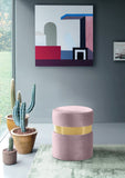 Hailey Plush Velvet Ottoman with Chic Stainless Steel Accents for Contemporary Living Spaces