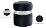 Hailey Plush Velvet Ottoman with Chic Stainless Steel Accents for Contemporary Living Spaces