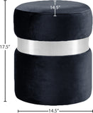 Hailey Plush Velvet Ottoman with Chic Stainless Steel Accents for Contemporary Living Spaces