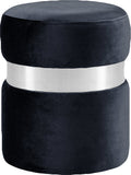 Hailey Plush Velvet Ottoman with Chic Stainless Steel Accents for Contemporary Living Spaces