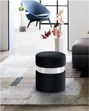 Hailey Plush Velvet Ottoman with Chic Stainless Steel Accents for Contemporary Living Spaces
