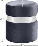Hailey Plush Velvet Ottoman with Chic Stainless Steel Accents for Contemporary Living Spaces