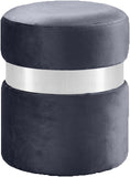 Hailey Plush Velvet Ottoman with Chic Stainless Steel Accents for Contemporary Living Spaces
