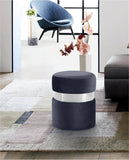 Hailey Plush Velvet Ottoman with Chic Stainless Steel Accents for Contemporary Living Spaces