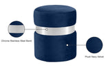 Hailey Plush Velvet Ottoman with Chic Stainless Steel Accents for Contemporary Living Spaces