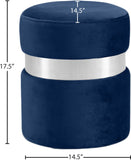 Hailey Plush Velvet Ottoman with Chic Stainless Steel Accents for Contemporary Living Spaces