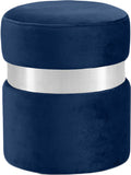 Hailey Plush Velvet Ottoman with Chic Stainless Steel Accents for Contemporary Living Spaces