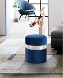 Hailey Plush Velvet Ottoman with Chic Stainless Steel Accents for Contemporary Living Spaces