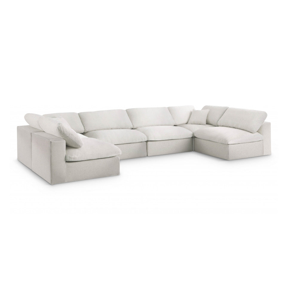 Serene Linen Textured Fabric Deluxe Comfort Modular Sectional