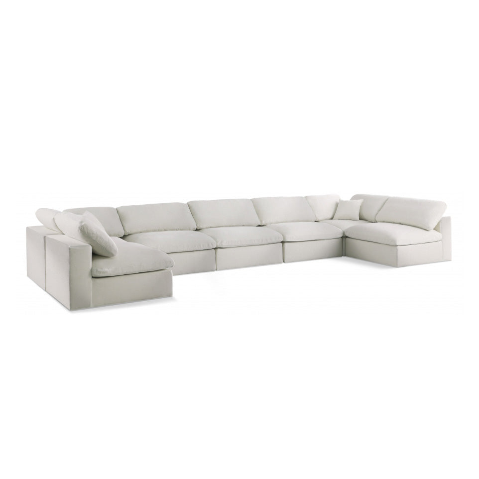 Serene Linen Textured Fabric Deluxe Comfort Modular Sectional