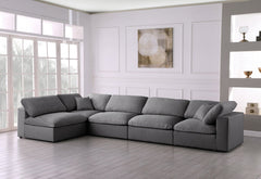 Serene Linen Textured Fabric Deluxe Comfort Modular Sectional