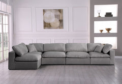 Serene Linen Textured Fabric Deluxe Comfort Modular Sectional