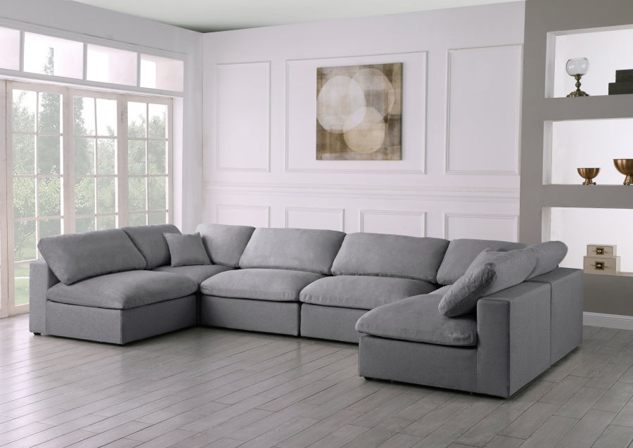 Serene Linen Textured Fabric Deluxe Comfort Modular Sectional