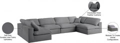 Serene Linen Textured Fabric Deluxe Comfort Modular Sectional