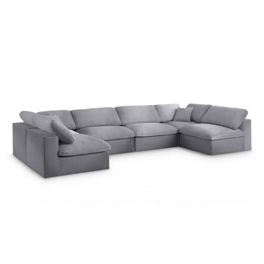 Serene Linen Textured Fabric Deluxe Comfort Modular Sectional