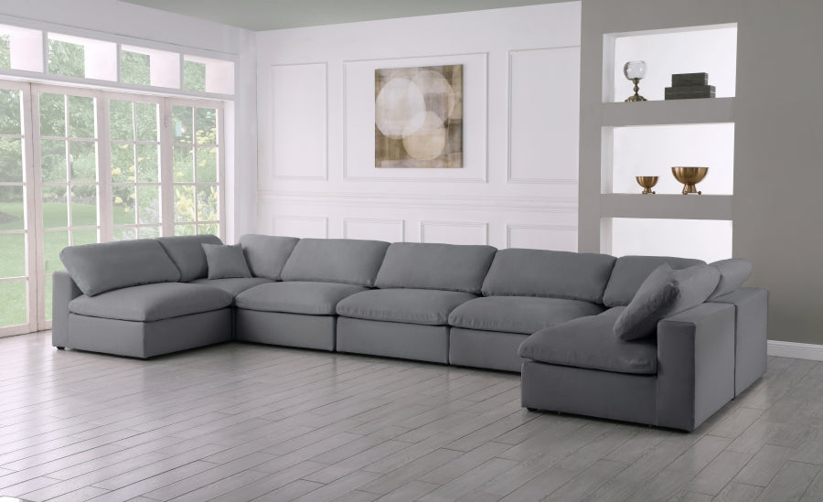 Serene Linen Textured Fabric Deluxe Comfort Modular Sectional