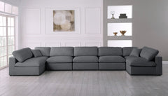 Serene Linen Textured Fabric Deluxe Comfort Modular Sectional