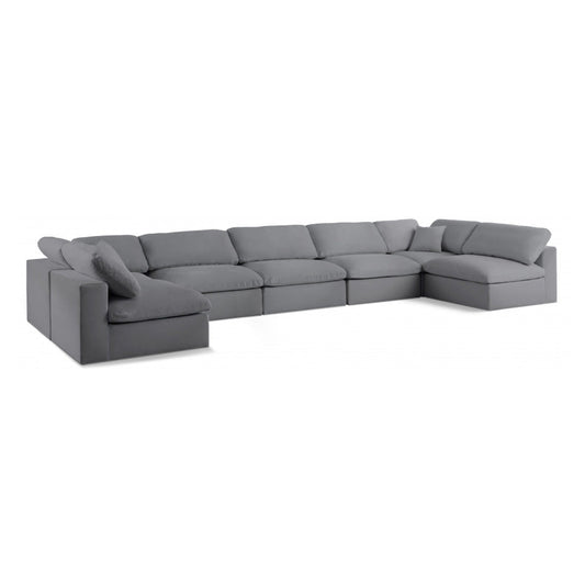 Serene Linen Textured Fabric Deluxe Comfort Modular Sectional