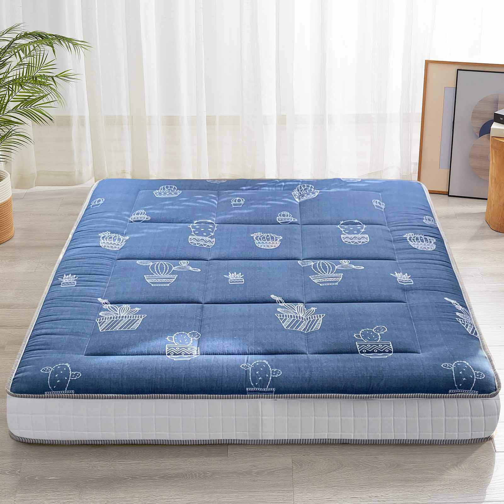 MAXYOYO 6" Extra Thick Futon Mattress Floor Mattress, Cactus Pattern Floor Roll Up Guest Mattressfor Adults