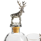 Stag Antler Decanter Set with 2 Stag Glasses - Antique Pewter Whiskey Decanter Set Elegant Liquor Decanter Gift Set for Bar by The Wine Savant - Luxury Decanter for Bourbon, Scotch, or Whiskey 750ml