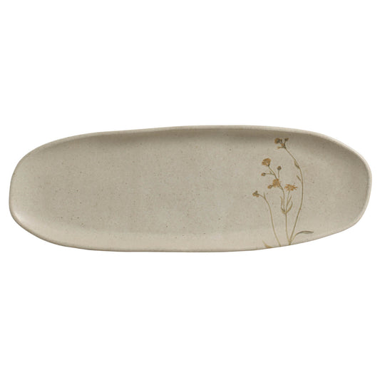 SHALLOW OVAL PLATTER LARGE ORGANIC STONEWARE Ø 14.17x5.12" CAMPESTRE