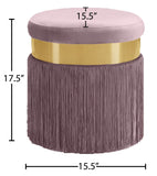 Yasmine Glamorous Contemporary Ottoman with Plush Velvet and Chic Gold Stainless Steel Band