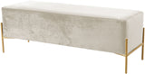 Isla Plush Upholstered Contemporary Bench with Gold Legs - Chic Accent for Bedroom or Dressing Room