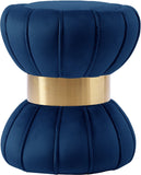 Vino Contemporary Ottoman Stool with Plush Upholstery and Elegant Gold Stainless Steel Accents