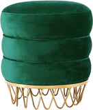 Revolve Plush Black Velvet Ottoman with Gold Stainless Steel Base - Stylish Contemporary Accent Piece