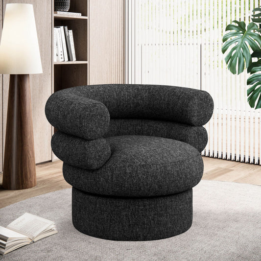 Valentina Linen Textured Fabric Swivel Accent Chair