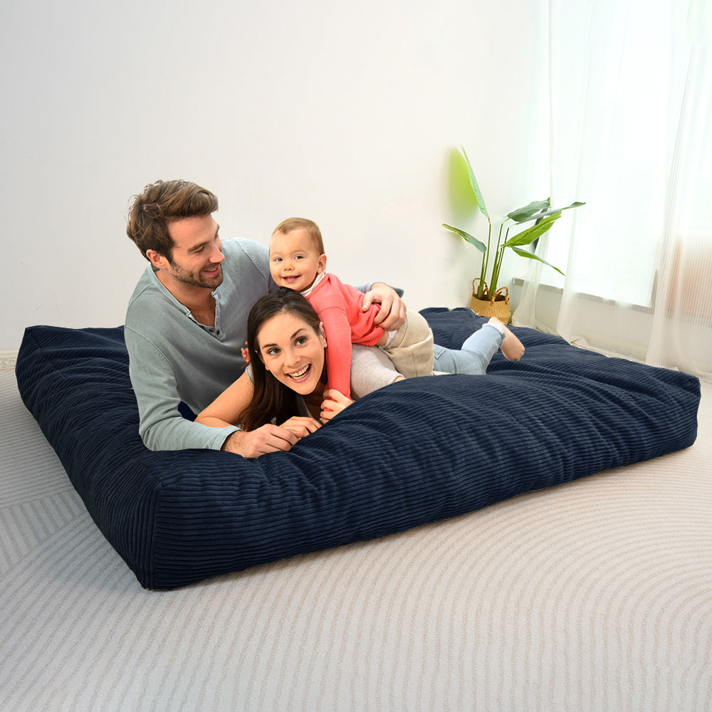 MAXYOYO 4ft Convertible Bean Bag Bed, Corduroy Huge Bean Bag Bed Full, Navy