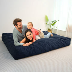 MAXYOYO 4ft Convertible Bean Bag Bed, Corduroy Huge Bean Bag Bed Full, Navy