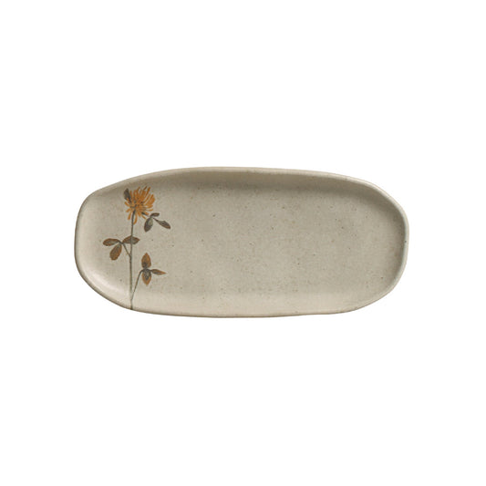 SHALLOW OVAL PLATTER ORGANIC STONEWARE Ø 9.06x4.33" CAMPESTRE